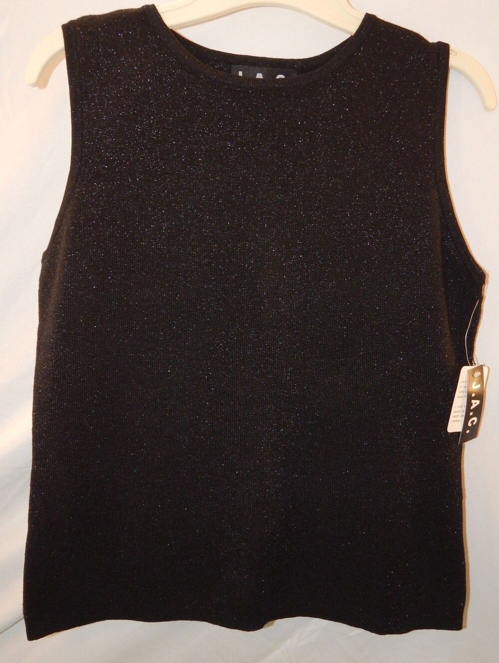 J.A.C. Women's Sleeveless Black Knit Cami Top Stretch Metallic Speckle Sz XL NWT